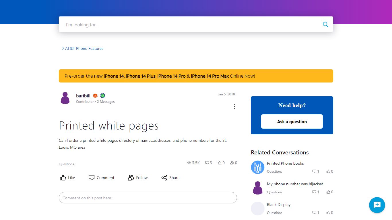 ‎Printed white pages | AT&T Community Forums